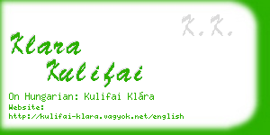 klara kulifai business card